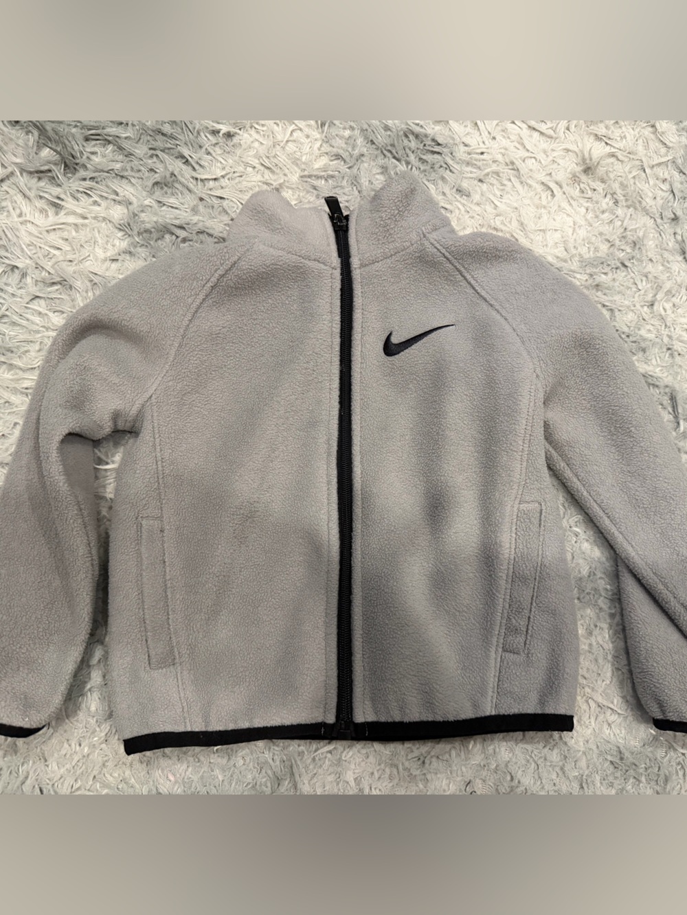 Nike Light Gray Fleece Jacket with Black Trim 2t